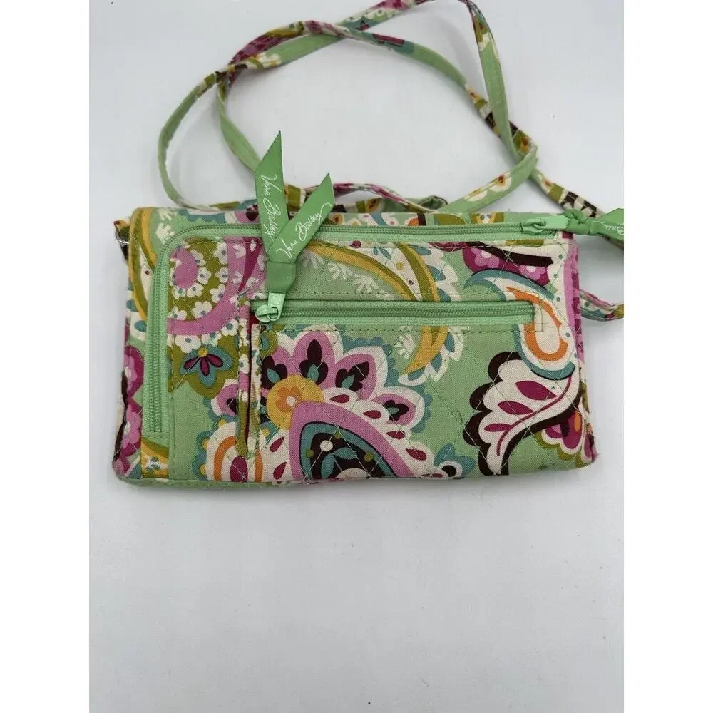 Vera Bradley Tutti Frutti Crossbody Small Wallet Paisley Messenger Purse Bag